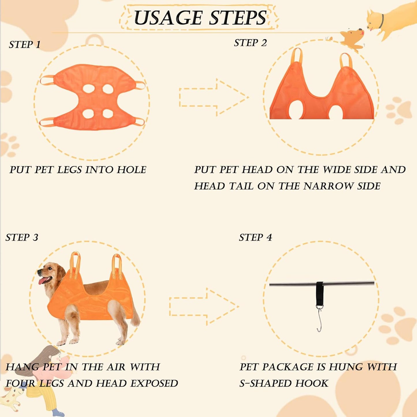 Pet Grooming Hammock Harness,Breathable Dog Hammock Restraint Bag for Pet,Dog Holder for Grooming,Pet Supplies Kit,With 4 Hooks ,Nail Trimmer, Pet Comb, Nail File for Pet Bathing