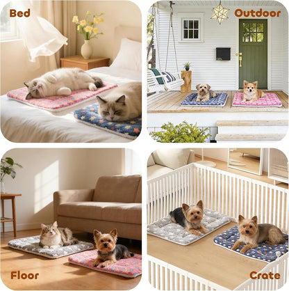 Dog Bed Crate Pad Ultra Soft Pet Bed with Cute Star Print Washable Crate Mat for Large Medium Small Dogs Reversible Fleece Dog Crate Kennel Mat Cat Bed Liner 23 X 18 Inch Dark Blue