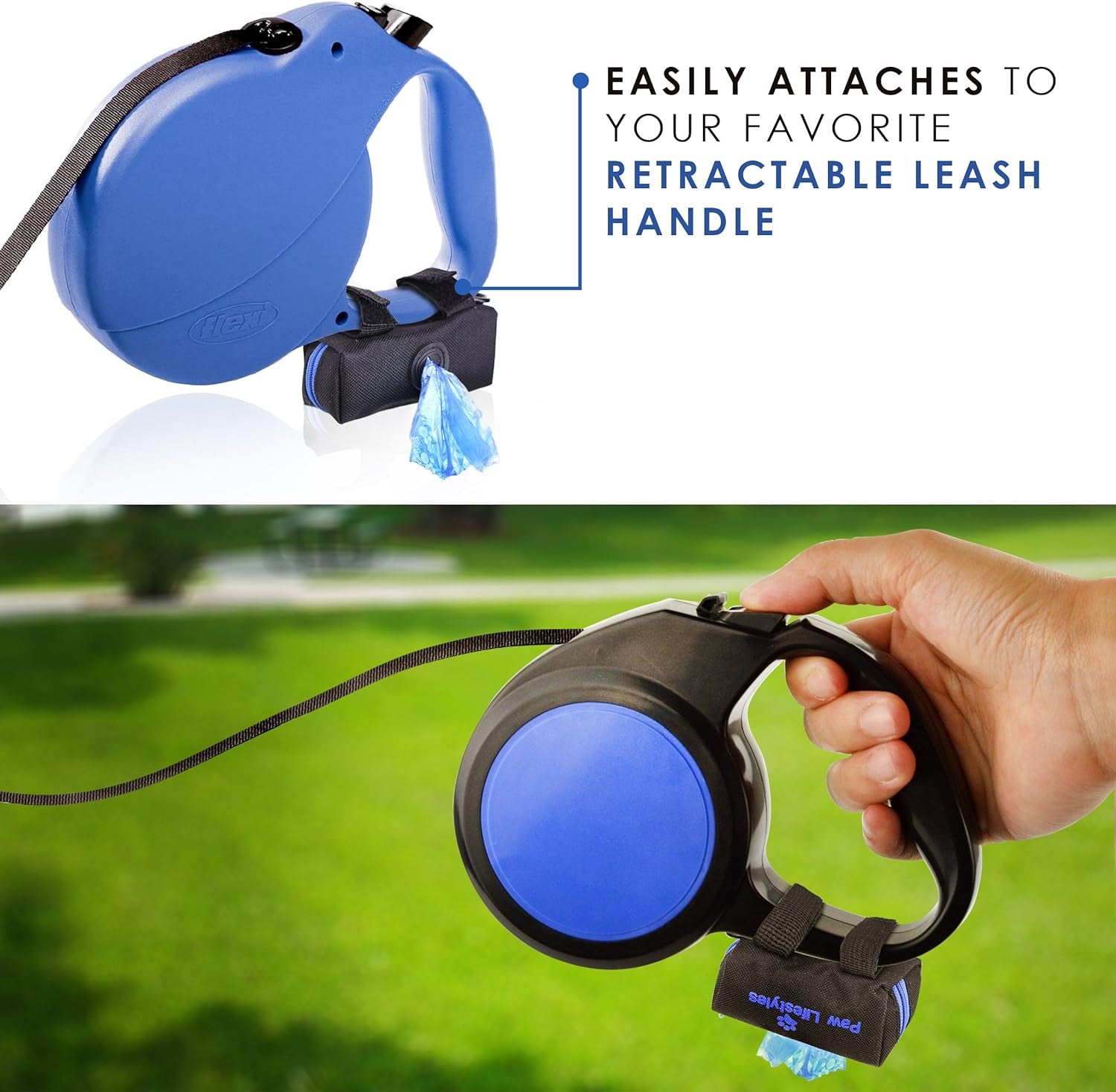 Dog Poop Bag Holder Leash Attachment - Fits Any Dog Leash - Includes Free Roll of Dog Bags – Poop Bag Dispenser