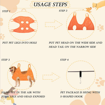 Pet Grooming Hammock Harness,Breathable Dog Hammock Restraint Bag for Pet,Dog Holder for Grooming,Pet Supplies Kit,With 4 Hooks ,Nail Trimmer, Pet Comb, Nail File for Pet Bathing