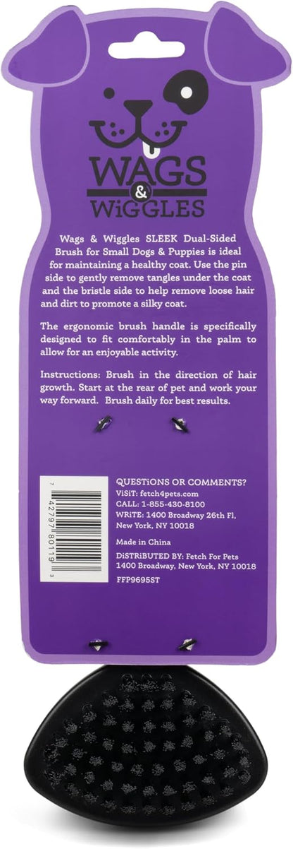 Two-Sided Brush for Small and Long-Haired Dogs | 2-In-1 Bristle and Straight Pin Grooming Supplies for All Dogs