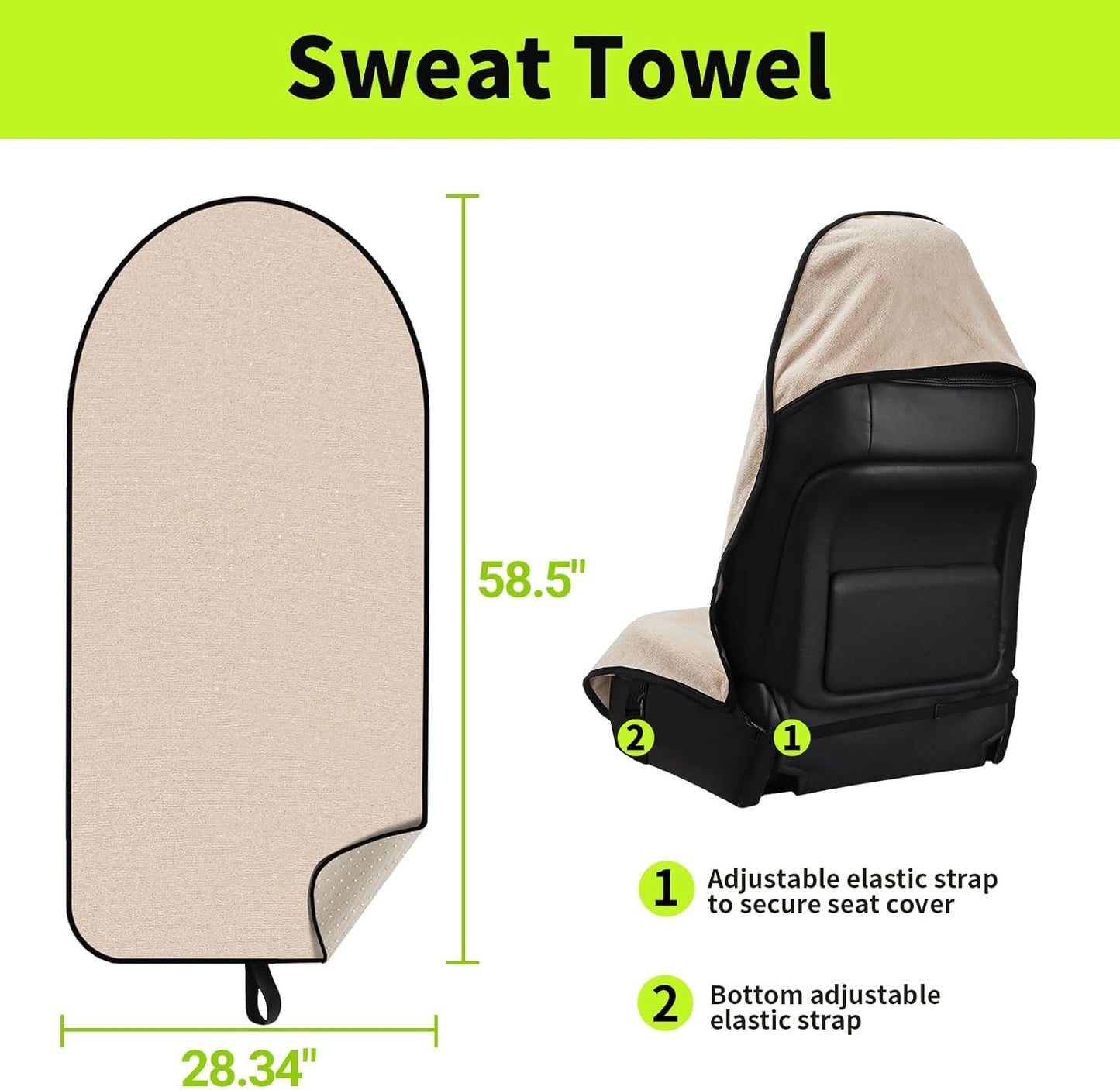 Towel Waterproof Car Seat Cover Beige for Trucks SUV Seats Fitness Athletes Pets Gym and Water Sport