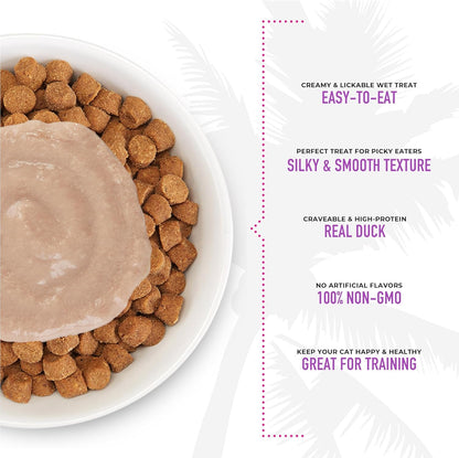Tiki Cat Stix Mousse Treats, Single Serve Indulgent Lickable Treat or Dry Food Topper, with Duck in Creamy Gravy, 3 Oz. Pouch
