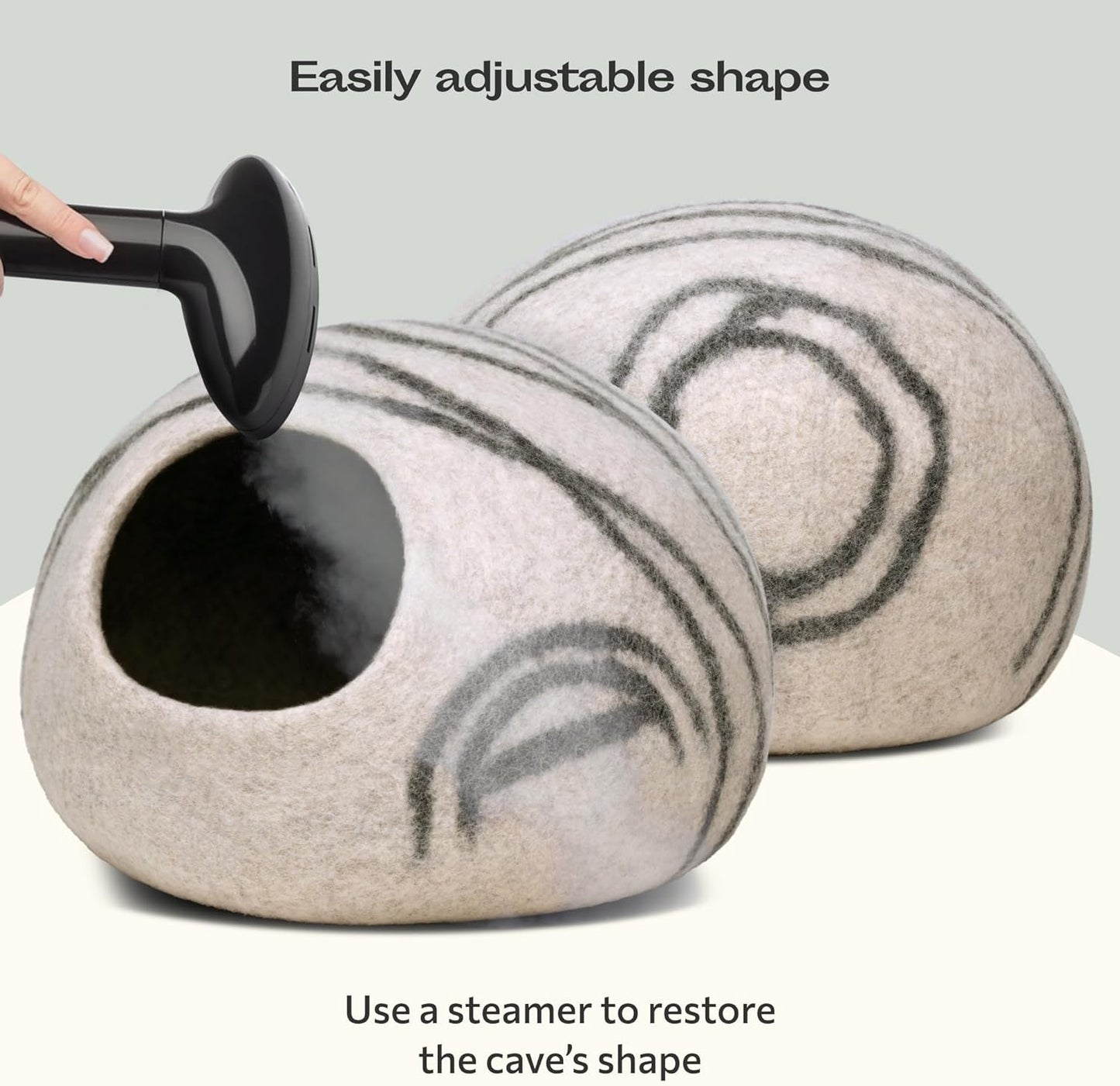 Cat Cave – Premium Felt Cat Bed for Indoor Cats, Handmade Merino Wool (Light Gray, Medium)