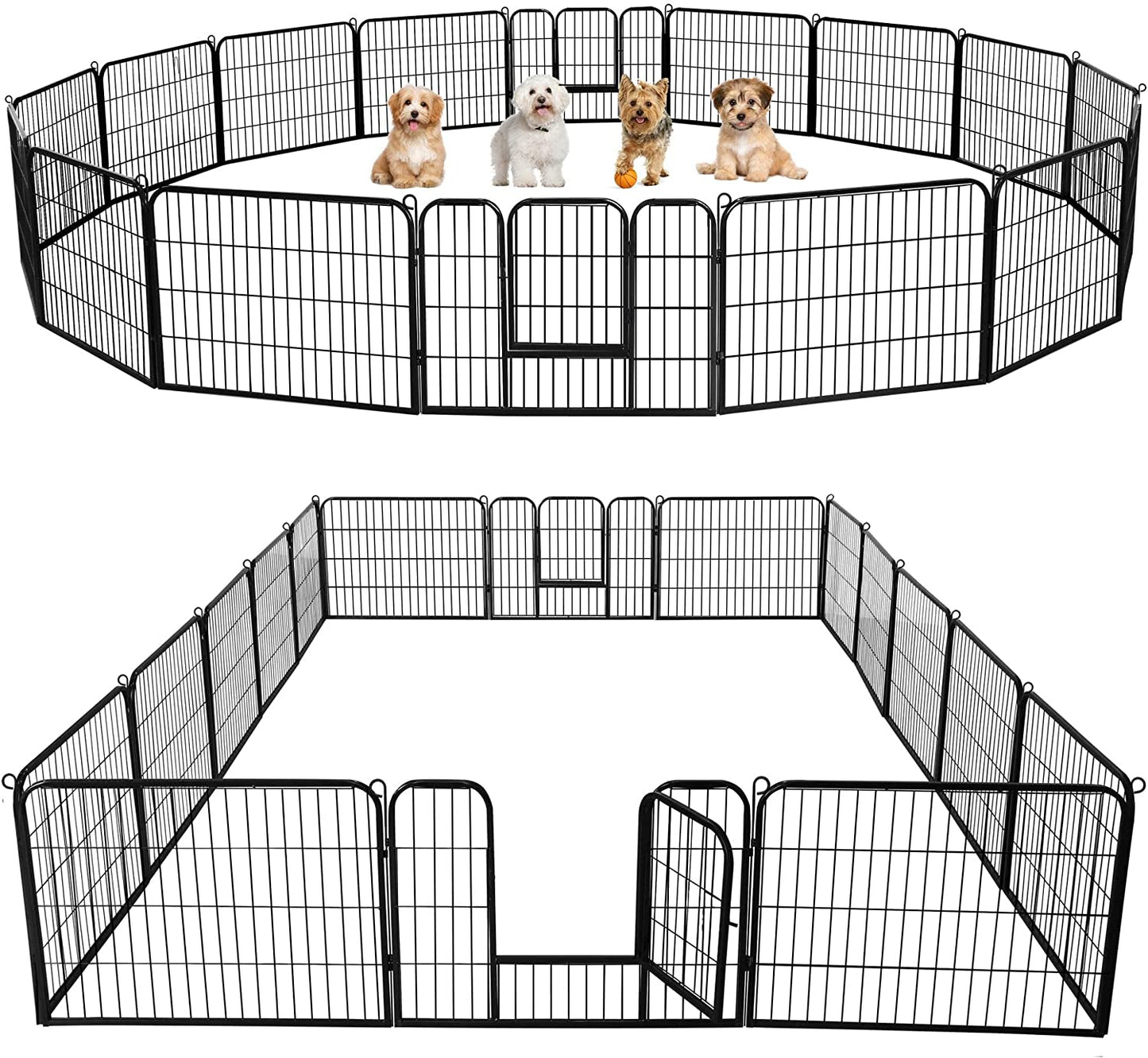 Yaheetech Dog Playpen Outdoor, 24 Inch 16 Panels Dog Pen Indoor Heavy Duty Puppy Exercise Pen Metal Pet Fence for RV Camping/Yard/Garden