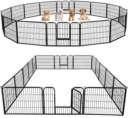 Yaheetech Dog Playpen Outdoor, 24 Inch 16 Panels Dog Pen Indoor Heavy Duty Puppy Exercise Pen Metal Pet Fence for RV Camping/Yard/Garden