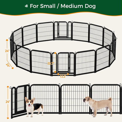 Yaheetech Dog Playpen Outdoor, 24 Inch 16 Panels Dog Pen Indoor Heavy Duty Puppy Exercise Pen Metal Pet Fence for RV Camping/Yard/Garden